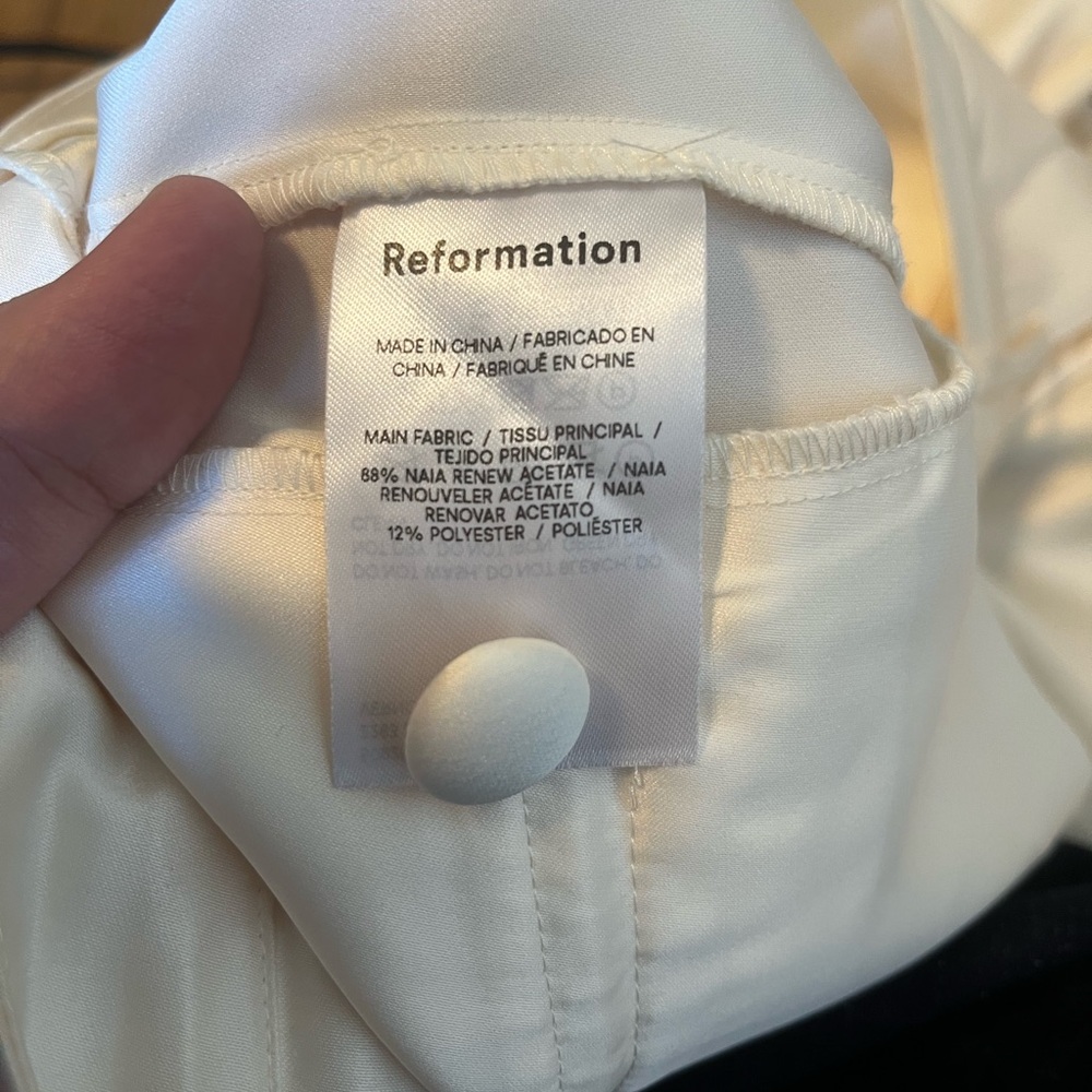 Reformation Mason Satin Style Pants in Ivory Size 10 - Picture 6 of 7